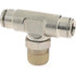 Norgren 124670638 Push-To-Connect Tube to Male & Tube to Male NPT Tube Fitting: Pneufit Swivel Male Tee, 3/8" Thread, 3/8" OD