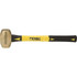 ABC Hammers ABC4BF 4 lb Brass Striking Hammer, Non-Sparking, Non-Marring 1 3/4 Face Diam, 3-3/4 Head Length, 16 OAL, 14 Fiberglass Handle, Double Faced