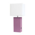 ALL THE RAGES INC Lalia Home LHT-3012-PR  Lexington Table Lamp With USB Charging Port, 21inH, White/Purple
