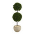 NEARLY NATURAL INC. T1283 Nearly Natural Boxwood Double Ball Topiary 45inH Artificial Tree With Planter, 45inH x 10inW x 10inD, Green/Sand