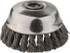 DeWALT DW49158 Cup Brush: 4" Dia, 0.02" Wire Dia, Steel, Knotted