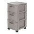 INVAL AMERICA, INC. Inval 391-TAU  Poly 3-Drawer Rolling Storage Cart, 26in x 12 5/8in x 15in, Taupe