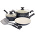 GIBSON OVERSEAS INC. 995118377M Spice by Tia Mowry Savory Saffron 7-Piece Ceramic Non-Stick Aluminum Cookware Set, Gray