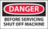 AccuformNMC Accident Prevention Label: "Danger - Before Servicing Shut off Machine", Rectangle, 5" Wide, 3" High D636AP