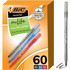 BIC GSM609AST BIC Round Stic Xtra Life Ball Point Pen, Assorted, 60 Pack