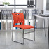 FLASH FURNITURE RUT2OR  Sled-Base Stacking Chair With Handle And Air-Vent Back, Orange/Black