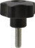 Elesa 969852 Lobed Knob: 1.26" Head Dia, 5 Points, Thermoplastic Elastomer, Black