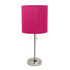 ALL THE RAGES INC Creekwood Home CWT-2009-PN  Oslo Power Outlet Metal Table Lamp, 19-1/2inH, Pink Shade/Brushed Steel Base