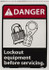 AccuformNMC Sign: Rectangle, "Danger - Lock Out Equipment Before Servicing" DGA18PB