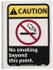 AccuformNMC Accident Prevention Sign: Rectangle, "Caution, NO SMOKING BEYOND THIS POINT." CGA2P