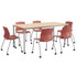 KENTUCKIANA FOAM INC KFI Studios 840031922922  Dailey Table Set With 6 Caster Chairs, Natural/Gray Table/Coral Chairs