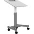 Help keep students focused on lessons by seating them at this classroom desk. The student desk is made of strong steel and features a generous desk surface. The casters swivel in all directions to allow simple mobility.  Steel frame construction.  28in x 21in desktop.  Adjustable-height desk works with different grade levels. Can nested with other desks or double as a lectern.  Hand lever allows tilting into flat, lectern or nesting modes.  Equipped with a paper lip, pencil tray, bottle holder and bag hook.  Edge banding around the top for comfort.  Features four 3in full-swivel casters, two with locking brakes.  Comes with furniture glides for carpeted surfaces.  Assembly required.  Backed by the manufacturers lifetime limited warranty.  Gray finish.  Tested to meet ANSI/BIFMA Performance Standards - Manufacturer testing has been conducted on this product to meet specific performance requirements and safety standards set forth by the American National Standards Institute (ANSI) and the Business and Institutional Furniture Manufacturers.