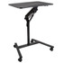 Maintain proper posture and ergonomics while you work with the Mount-It! MI-7969 Height-Adjustable Rolling Sit-Stand Workstation. Use the lever beneath the worksurface to adjust the tabletop to a comfortable height, and secure the locking casters in position. This sit-stand desk rolls smoothly over hardwood floors and carpets for easy maneuverability, and provides ample room to work at your laptop. Thanks to the slot on the tabletop, you can easily prop up your tablet whenever its needed.  SIT STAND ROLLING LAPTOP CART - Ergonomic mobile stand up desk  computer workstation is height adjustable from sitting to standing. Four  premium casters allow you to smoothly move it around the office or home. Use  it as a laptop desk while sitting on the couch or as a standing desk in the  office.  PORTABLE AND VERSATILE - This mobile sit stand desk can replace  your conventional desk or a smaller laptop cart. Its top surface measures  27.5in wide to support even the largest laptops and a tablet with a  dedicated tablet slot. Ideal for use as overbed table tray, laptop cart or  medical and educational purposes.  EASY HEIGHT ADJUSTMENT - Gas spring mechanism helps raising and  lowering the tabletop platform. Simply squeeze the lever to engage the  counterbalance mechanism to adjust the height between 29in to 42in.  STABLE MOBILE DESK - Wide steel base reduces wobble for superior  stability. With its large and lockable wheels it rolls around on hardwood or  carpeted floors easily.  EASY ASSEMBLY - All of the necessary hardware and instructions  are provided in order to get your new mobile workstation assembled in no  time. Easy to assemble.