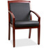 SP RICHARDS Lorell 20014  Bonded Leather/Wood Guest Chair With Sloping Arms, Black/Cherry