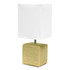 ALL THE RAGES INC Simple Designs LT2072-BGE  Petite Faux Stone Table Lamp, 11-13/16inH, Beige Base/White Shade