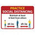 AccuformNMC Warning & Safety Reminder Sign: Rectangle, "PRACTICE SOCIAL DISTANCING Maintain at least 6 feet from others 6ft/2m" M620PB