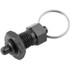 KIPP K0342.4410 M20x1.5, 25mm Thread Length, 0.3937" Plunger Diam, 0.3937" Plunger Projection, Steel Hardened Locking Pin Pull Ring Plunger