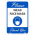 AccuformNMC Warning & Safety Reminder Sign: Rectangle, "PLEASE WEAR FACE MASK THANK YOU" M626BLP