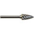 Mastercut Tool SG-3MMNX Burrs; Industry Specification: SG-3MMNX ; Head Shape: Tree with Pointed End ; Cutting Diameter (mm): 9.50 ; Tooth Style: Stainless Steel Cut ; Overall Length (mm): 64.00mm ; Length of Cut (Decimal Inch): 0.7480
