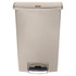 RUBBERMAID 1883552  Slim Jim Step-On Resin Front Step Wastebasket, 24 Gallons, Beige