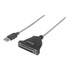 INTRACOM USA, INC. Manhattan 336581  USB-A to Parallel Printer DB25 Converter Cable, 1.8m, Male to Female, 1.2Mbps, IEEE 1284, Bus power, Black, Three Year Warranty, Blister - USB / parallel cable - USB (M) to DB-25 (F) - 6 ft - silver