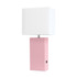 ALL THE RAGES INC Elegant Designs LT1053-BPK  Modern Leather Table Lamp with USB, 21inH, White Shade/Blush Pink