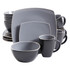 GIBSON OVERSEAS INC. Gibson 99597336M  Soho Lounge 16-Piece Matte Dinnerware Set, Gray/Black