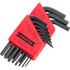 Proto J4981 Hex Key Sets; Ball End: No ; Hex Size: 1/16 in; 1/4 in; 1/8 in; 3/16 in; 3/32 in; 3/64 in; 5/32 in; 5/64 in; 7/32 in; 7/64 in; 9/64 in ; Material: Alloy Steel ; Tether Style: Not Tether Capable