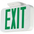 Hubbell Lighting 93043117 Illuminated Exit Signs; Number of Faces: 1; Light Technology: LED; Letter Color: Green; Mount Type: Surface Mount; Housing Material: Thermoplastic; Housing Color: White; Battery Type: Sealed Nickel Cadmium; Wattage: 3.8 W; O