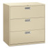 HON COMPANY 693LL Brigade 600 Series Lateral File, 3 Legal/Letter-Size File Drawers, Putty, 42" x 18" x 39.13"