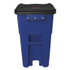 RUBBERMAID COMMERCIAL PROD. 9W27 BLU Square Brute Rollout Container, 50 gal, Molded Plastic, Blue