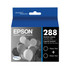 EPSON AMERICA INC. T288120-D2 Epson 288 DuraBrite Black Ink Cartridges, Pack Of 2, T288120