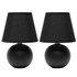 ALL THE RAGES INC Simple Designs LT2008-BLK-2PK  Mini Globe Table Lamps, 8 7/8inH, Black, Set Of 2
