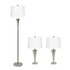 ALL THE RAGES INC LHS-1008-BN Lalia Home Vienna Metal Lamp Set, White/Brushed Nickel, Set Of 3 Lamps