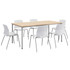 KENTUCKIANA FOAM INC KFI Studios 840031922946  Dailey Table Set With 6 Poly Chairs, Natural/Silver Table/White Chairs
