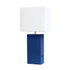 ALL THE RAGES INC LT1053-BLU Elegant Designs Modern Leather/Fabric Desk Lamp With USB Port, 21inH, White Shade/Blue Base