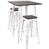 LUMISOURCE, LLC B-OR3PC VW+E Lumisource Oregon Industrial Pub Table With 2 Stools, Espresso/Vintage White