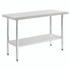 GLOBAL INDUSTRIAL 319055 Work Table with Undershelf, Rectangular, 48 x 24 x 35, Silver Top, Silver Base/Legs