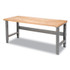 GLOBAL INDUSTRIAL 183169 Standard Duty Butcher Block Top Adjustable Height Workbench, 2,000 lbs, 72 x 36 x 30.88 to 36.88, Maple/Gray