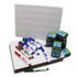 FLIPSIDE Flipside Products Two-Sided Dry Erase Boards, Red & Blue Ruled/Plain, 9" x 12", with Colored Pens & Student Erasers, Class Pack 12