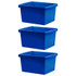 STOREX INDUSTRIES Storex 4 Gallon Classroom Storage Bin, Blue, Pack of 3
