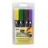 UCHIDA OF AMERICA, CORP Marvy Uchida® Broad Point Chalk Marker Broad Tip Set 4D, Brown, Green, Yellow, Violet