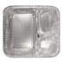 HFA INC 204535-250W Aluminum Oblong Container with Lid, 3 Compartments, 24 oz, 8.5 x 6.38 x 1.47, Silver, 250/Carton