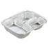 HFA INC 204535-250W Aluminum Oblong Container with Lid, 3 Compartments, 24 oz, 8.5 x 6.38 x 1.47, Silver, 250/Carton