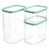 GIBSON OVERSEAS INC. Martha Stewart 995117468M  3-Piece Rectangular Plastic Stackable Container Set, Mint Green