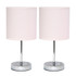 ALL THE RAGES INC Simple Designs LT2007-BPK-2PK  Mini Basic Table Lamp Set, 11inH, Blush Pink Shade/Chrome Base, 2pk