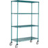 Global Industrial Nexel® 4 Shelf Truck Poly-Green 42""W x 18""D x 80""H Polyurethane Swivel Casters 2 Brakes p/n B3157822