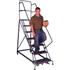 Tri Arc Mfg 12 Step Heavy-Duty 600 Lb. Cap. Safety Angle Steel Rolling Ladder - Grip Strut - KDHS112242 p/n KDHS112242