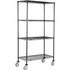 Global Industrial Nexel® 4 Shelf Truck Black Epoxy 72""W x 14""D x 69""H Polyurethane Swivel Casters p/n B3144395