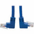 This Cat6 UTP patch cable is ideal for connecting network components, such as printers, computers, copiers, routers, servers, modems and switches, in high-density data centers. Designed for fast transmission and excellent signal quality, this RJ45 patch cable ensures data transfer speeds up to 1 Gbps throughout your Gigabit Ethernet or VoIP network. Both RJ45 male connectors are designed at 90-degree angles: one upward, the other downward. This helps prevent excessive bending and reduce stress on the cable. The space-saving cable is easy to plug into patch panels, switches and other devices located in a confined area or behind a desk. This Cat6 patch cable features a blue PVC jacket and molded blue ends. The color-coding allows easy, fast identification in a crowded rack or workstation and helps prevent the cable from becoming inadvertently disconnected.   This product is covered by a Lifetime Limited Warranty (coverage details)  Up-angle and down-angle RJ45 ends easy to plug into devices pressed against a wall  Designed for home or office 10/100/1000Base-T Gigabit Ethernet networks  Color-coded blue for fast, easy identification in a crowded rack or workstation  Cat6 UTP patch cord delivers fast transmission speeds up to 1 Gbps in your LAN